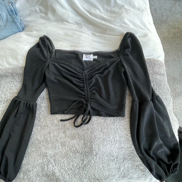 Princess Polly Tops - Black long sleeve crop top from Princess Polly